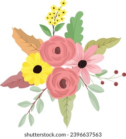 Flower bouquet with green leaves, for wedding invitations, in, wallpaper, fashion, prints.