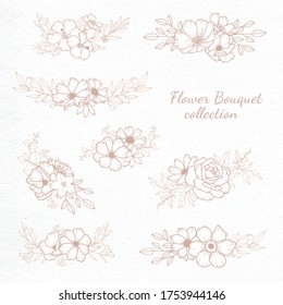 Flower bouquet  hand drawn sketch vector illustration collection for design