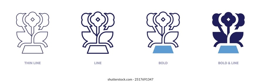 Flower bouquet icon in 4 different styles. Thin Line, Line, Bold, and Bold Line. Duotone style. Editable stroke.