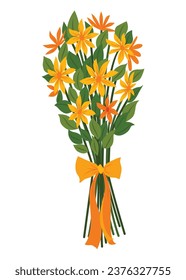 Flower bouquet icon. Cartoon blooming bunch of plants for vase or pots. Colorful meadow greenery, garden flowers. Vector beautiful flat decorative floral bud composition