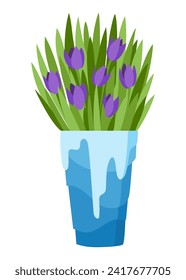 Flower bouquet icon. Cartoon blooming bunch of plants for vase or pots. Colorful meadow greenery, garden flowers. Vector beautiful flat decorative floral bud composition