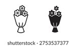 Flower bouquet icon - editable stroke vector illustration eps10.