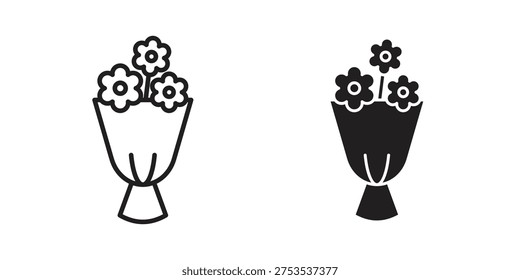 Flower bouquet icon - editable stroke vector illustration eps10.