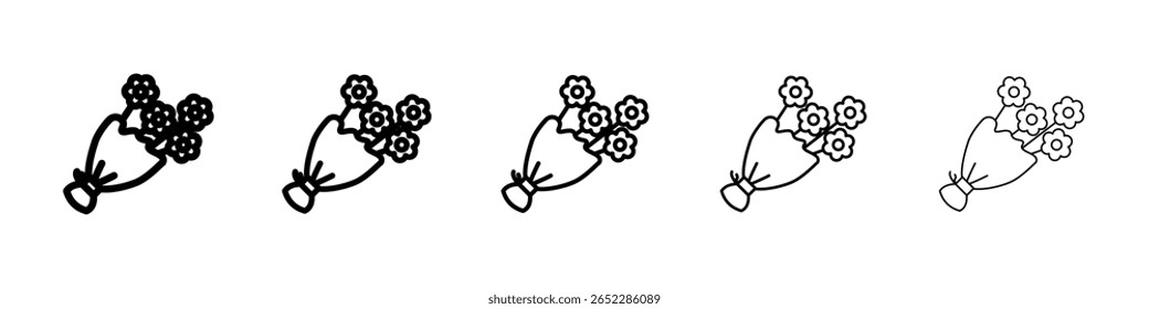 Flower bouquet icon filled flat sign concept for web design.