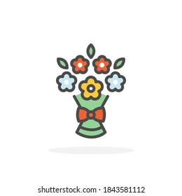 Flower bouquet icon in filled outline style. For your design, logo. Vector illustration.