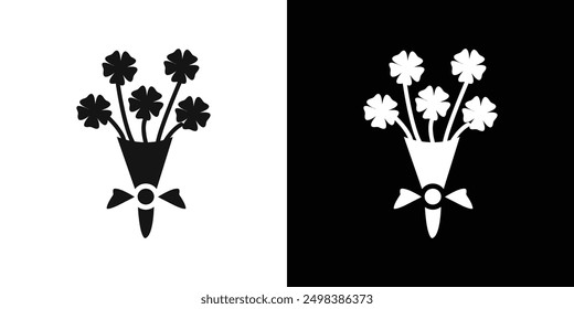 Flower bouquet icon flat line symbol set.