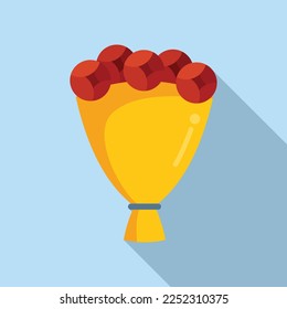 Flower bouquet icon flat vector. Calendar event. People meeting