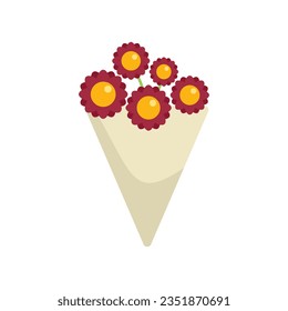 Icono de ramo de flores vector plano. Feliz regalo. Efecto de venta aislado