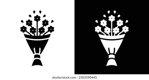 Icono de ramo de flores Esquema de conjunto de Vector plano