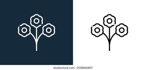 flower bouquet icon isolated on white and black colors. flower bouquet outline linear vector icon from flower shop collection for mobile apps, web and ui.