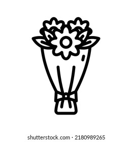 Icono de Bouquet de flores. Diseño De Estilo De Arte De Línea Aislado En Fondo Blanco