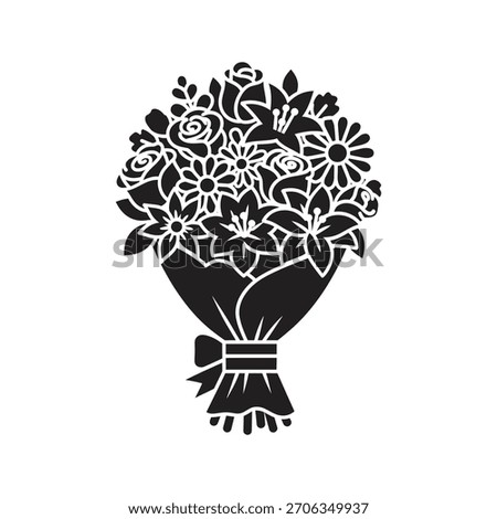 Flower bouquet icon representing romance and festive congratulations for 2026. Perfect for special gift graphics and holiday events.