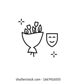 Flower, bouquet icon. Simple line, outline vector elements of theatre for ui and ux, website or mobile application
