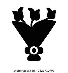 Flower Bouquet Icon in Solid Style