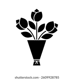 flower bouquet icon vector tulip . Wedding, birthday bouquet sign 
