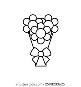flower bouquet icon vector . Wedding, birthday bouquet sign 