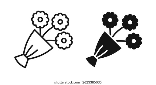 Flower bouquet icons on white background for web