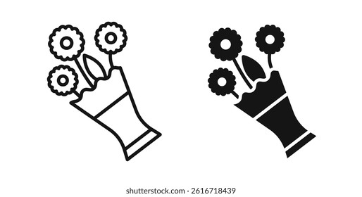Flower bouquet icons set for website design