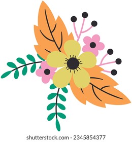 Flower bouquet illustration. Colorful flat vector illustration with floral theme.