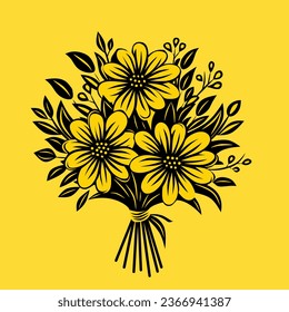 flower bouquet illustration design with yellow background