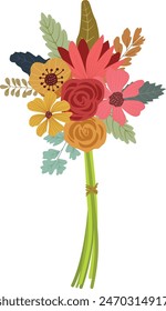 Flower bouquet illustration Isolated on White Background.