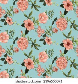 Flower bouquet illustration Seamless Pattern Vector Design, Design for fashion , fabric, textile, wallpaper, cover, web , wrapping and all prints