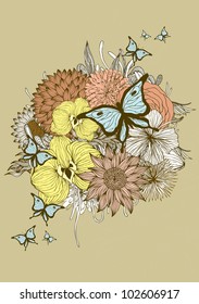 flower bouquet illustration/vector