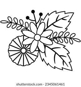 Flower bouquet line art. Design element with floral theme.