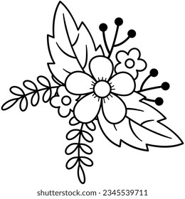 Flower bouquet line art. Design element with floral theme.