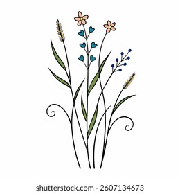 Flower bouquet line art design 