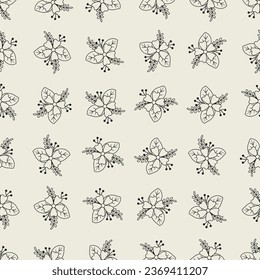 Flower bouquet line art seamless pattern. Suitable for backgrounds, wallpapers, fabrics, textiles, wrapping papers, printed materials, and many more.