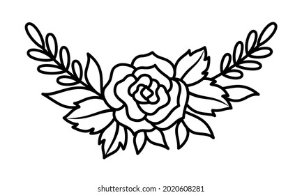 Rose Flower Leaves Corner Decorative Bouquet Stock Vector (Royalty Free ...