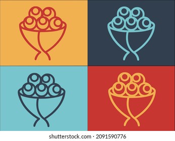 Flower Bouquet Linear Logo Template, Simple Flat Icon of linear,bouquet,line