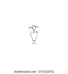 flower bouquet logo icon design with simple line art style