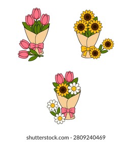 flower bouquet mini scene collection set