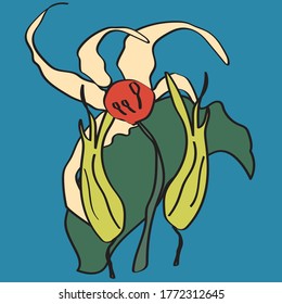 Flower bouquet on blue background