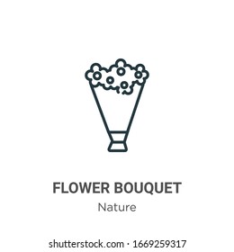 Flower bouquet outline vector icon. Thin line black flower bouquet icon, flat vector simple element illustration from editable nature concept isolated stroke on white background