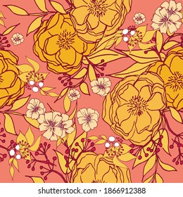 Diseño de patrones rosa y amarillo para las flores