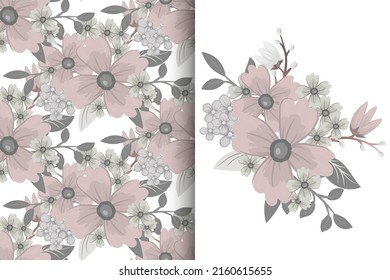 Ramo de flores con un patrón impecable. Conjunto de fondo floral