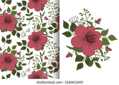 Ramo de flores con un patrón impecable. Conjunto de fondo floral