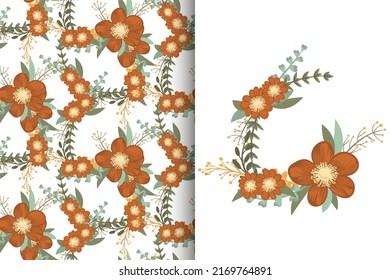 Ramo de flores con un patrón impecable. Conjunto de fondo floral.