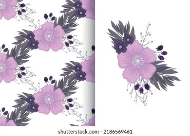Ramo de flores con un patrón impecable. Conjunto de fondo floral