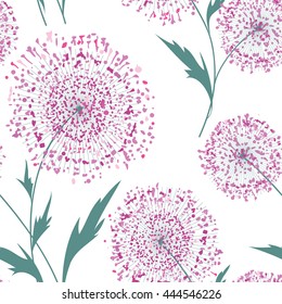 Flower bouquet seamless pattern. Floral frame. Summer flourish ornamental texture. Blooming flowers isolated on white background