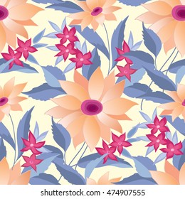 Flower bouquet seamless pattern. Summer flourish ornamental texture. Blooming flowers  posy background
