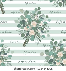 Flower Bouquet seamless pattern. Vector endless llustration