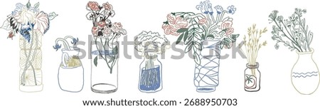 flower bouquet set in hand drawn style in vector. Element for design advertisement mail posts poster print postcard banner decor backgrounds