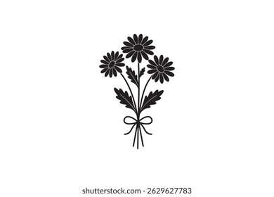 Flower Bouquet Silhouette Graphic - Classic Flower Bouquet Vector
