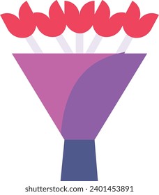 icono de línea de ramo único de flores