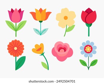 Flower bouquet sticker. Bouquet of sunflower, rose, tulip, daisy. Flat vector in cartoon style isolated on white background.