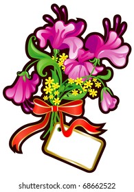 Flower bouquet with tag